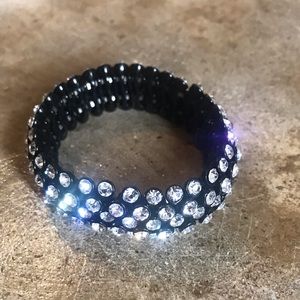 J. Crew Gunmetal Crystal Diamond Stretch Bracelet